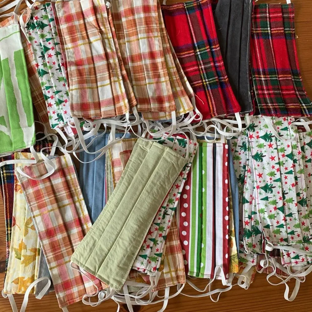 Lot of 40 Handmade Cotton Face Masks Christmas Fall Seasonal Reusable Bulk Set